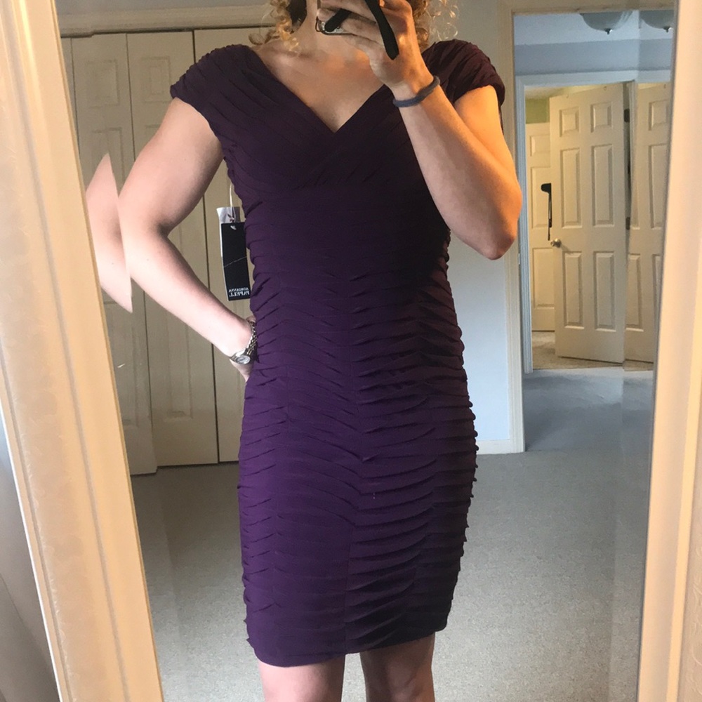 NWT Adrianna Papell plum cocktail dress